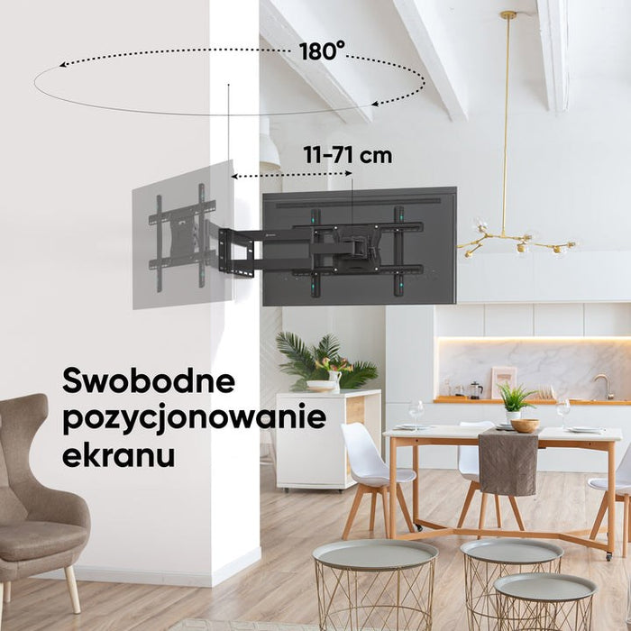 ONKRON Накланяща се и въртяща се ТВ стойка за 40"-75" макс. 68 кг, черна