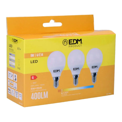 Опаковка от 3 LED крушки EDM 98200 G 35 W 5 W 50 W E14 400