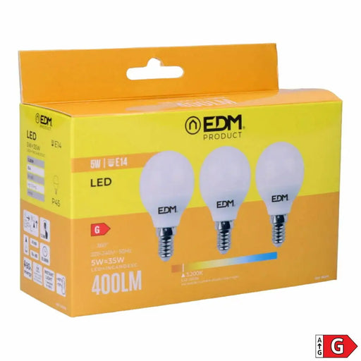 Опаковка от 3 LED крушки EDM 98200 G 35 W 5 W 50 W E14 400