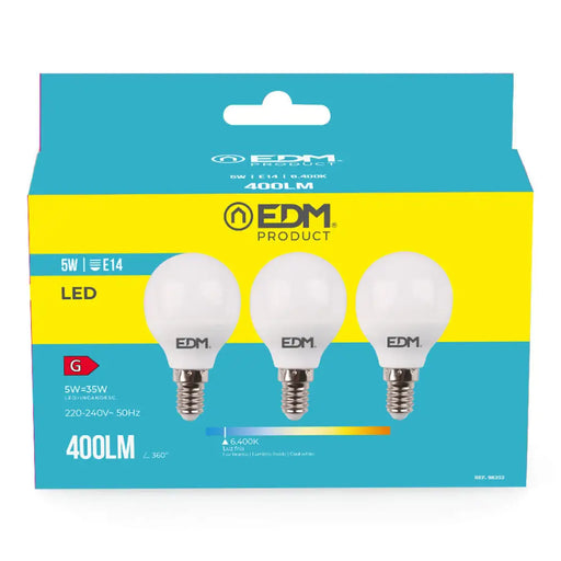 Опаковка от 3 LED крушки EDM 98202 G 35 W 5 W 50 W E14 400