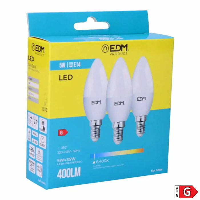 Опаковка от 3 LED крушки EDM 98205 G 35 W 5 W 50 W E14 400