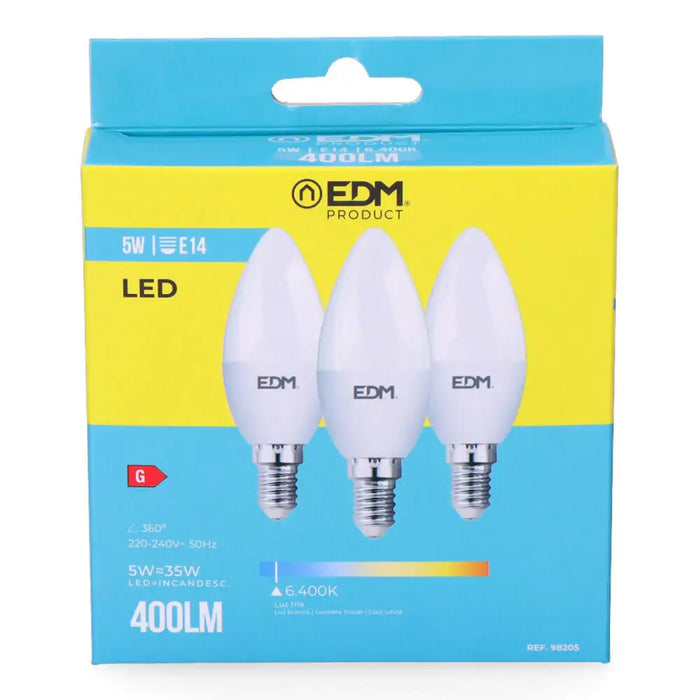 Опаковка от 3 LED крушки EDM 98205 G 35 W 5 W 50 W E14 400