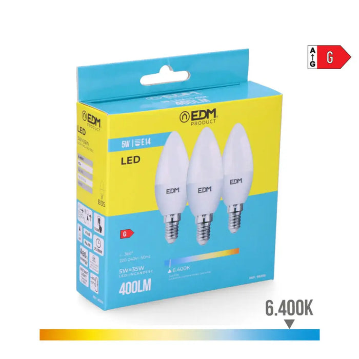 Опаковка от 3 LED крушки EDM 98205 G 35 W 5 W 50 W E14 400