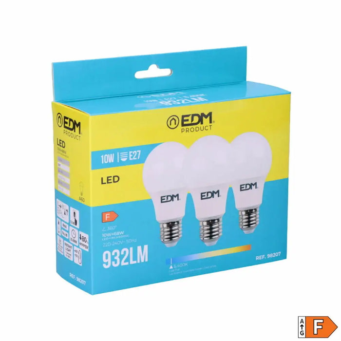 Опаковка от 3 LED крушки EDM 98207 F 60 W 10 W 68 W E27 810