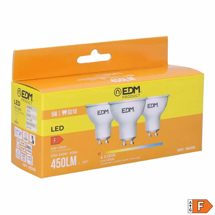 Опаковка от 3 LED крушки EDM 98208 F 5 W 45 W GU10 450 lm Ø