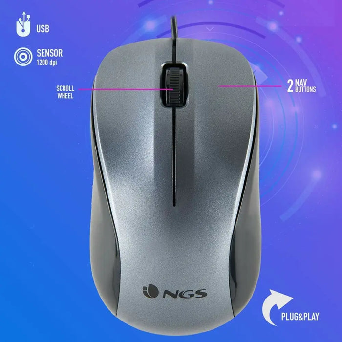 Оптична мишка NGS NGS-MOUSE-1091 Сив 1200 DPI