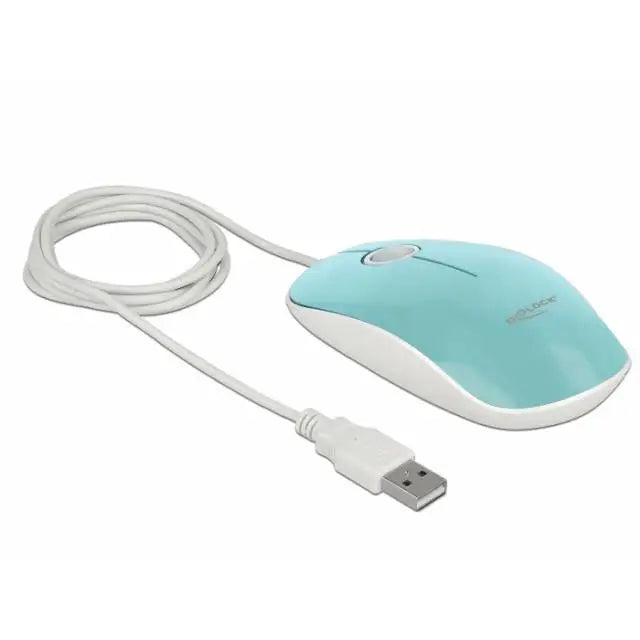 Оптична мишка DeLock USB-A Кабел 1.3 м USB 1200 dpi Tюркоаз