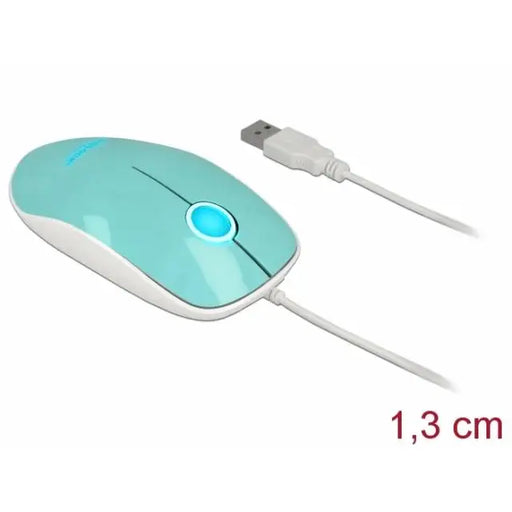 Оптична мишка DeLock USB-A Кабел 1.3 м USB 1200 dpi Tюркоаз
