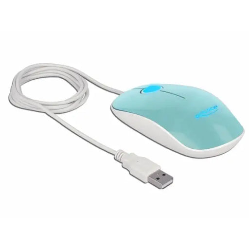 Оптична мишка DeLock USB-A Кабел 1.3 м USB 1200 dpi Tюркоаз