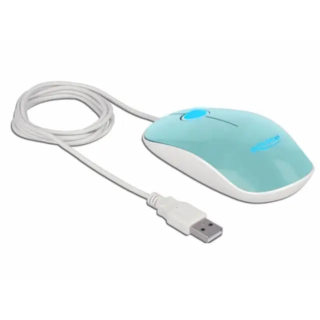 Оптична мишка DeLock USB-A Кабел 1.3 м USB 1200 dpi Tюркоаз