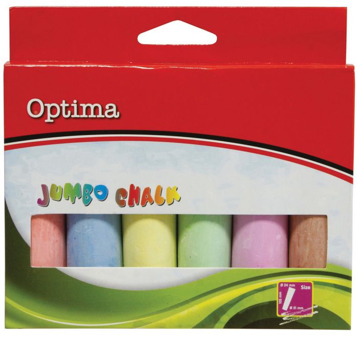 Комплект цветни тебешири Optima Jumbo - 6 цвята