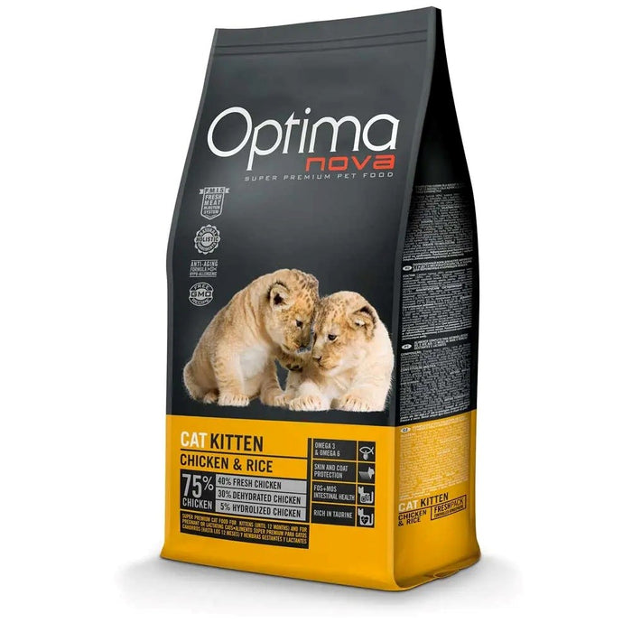 OPTIMANOVA суха храна за котки с пиле и ориз за котенца - 8 кг