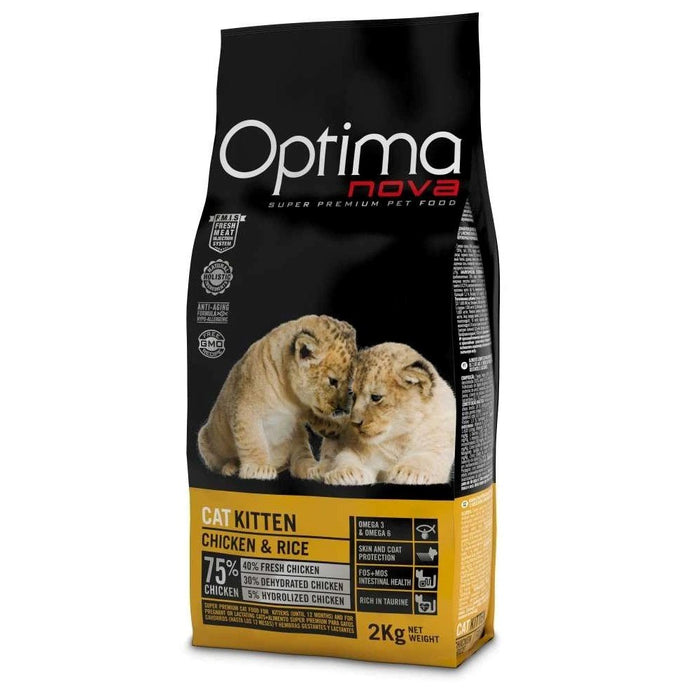 OPTIMANOVA Kitten Mono Пиле и ориз - суха храна за котки - 2 кг