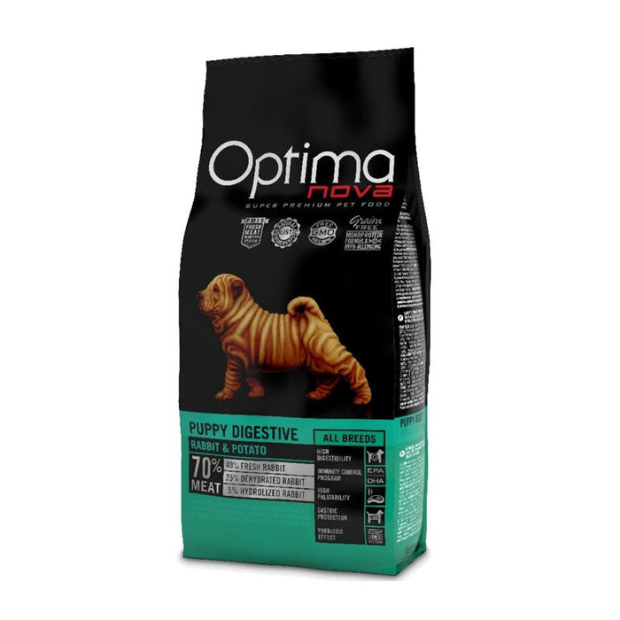 OPTIMANOVA Puppy Digestive Rabbit & Potato - суха храна за кучета - 12 кг