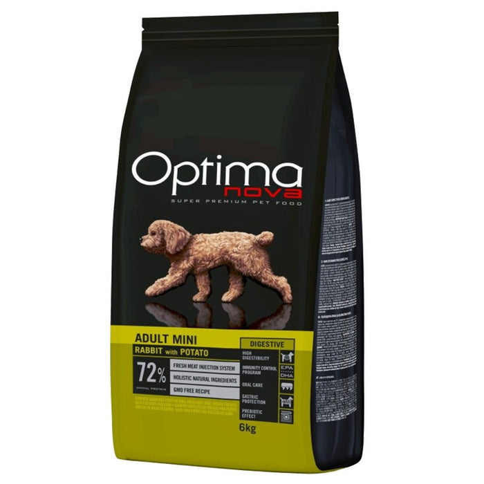 OPTIMANOVA Adult Mini Digestive Rabbit & Potato - суха храна за кучета - 6 кг