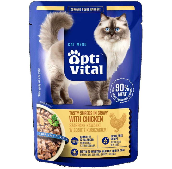 OPTIVITAL Вкусни парченца в сос с пилешко месо - мокра храна за котки - 85 г