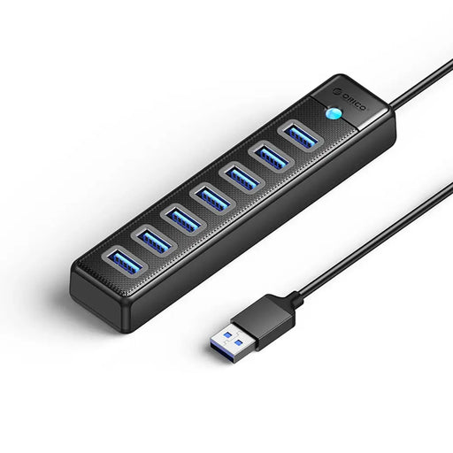Orico PW7U-U3 хъб 7x USB-A 3.0 + USB-C 5V/3A 1m - черен