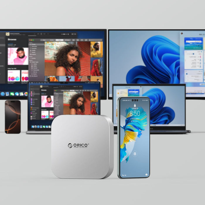 Докинг станция Orico MiniLink 9-в-1 с M.2 SSD слот за твърд диск - сребриста