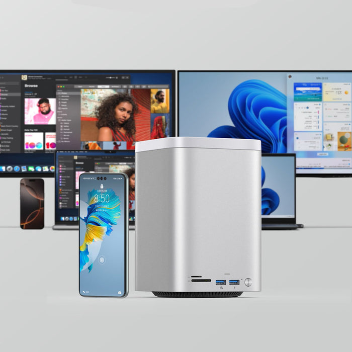 Докинг станция Orico MiniTower с гнезда за твърди дискове до 56TB - сребриста