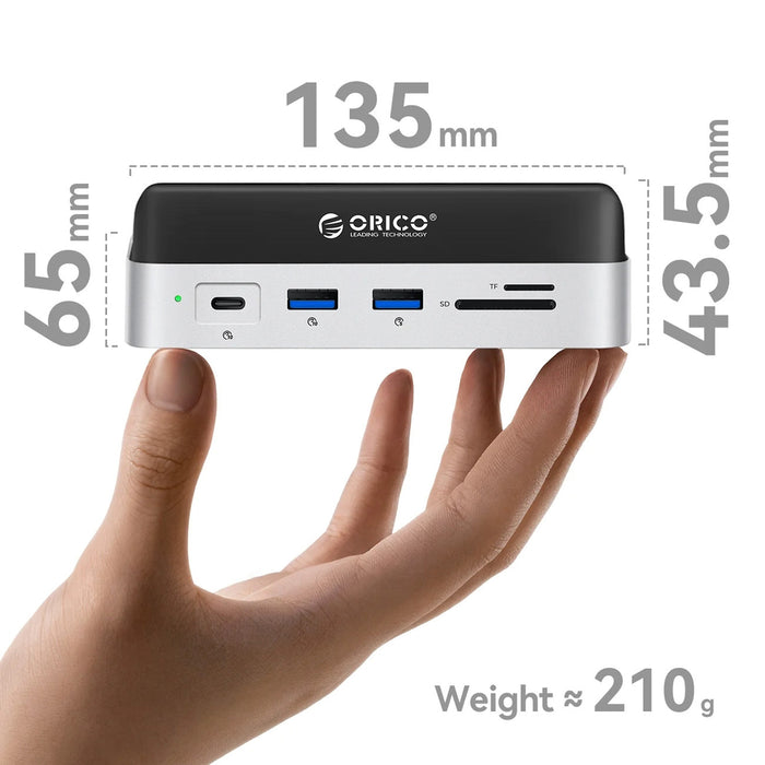 Докинг станция Orico MiniDock 10-в-1 с отделение за SSD твърд диск - сребриста