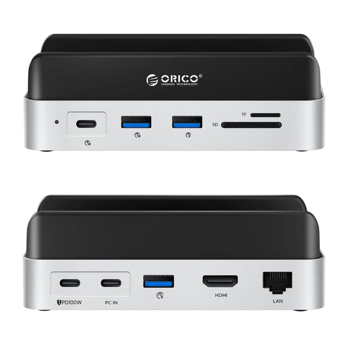 Докинг станция Orico MiniDock 10-в-1 с отделение за SSD твърд диск - сребриста