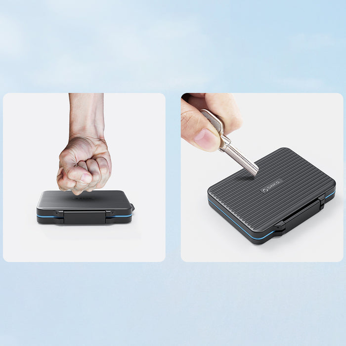 Калъф Orico PHCD за карти с памет и носители на данни, черен, 2.5" SSD, 2.5" HDD, M.2 SSD, SD, Micro SD, CompactFlash, четци за карти - черен