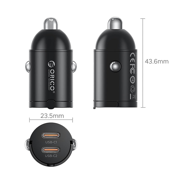 ORICO MiniRing 30W двойно USB-C зарядно за кола от цинкова сплав