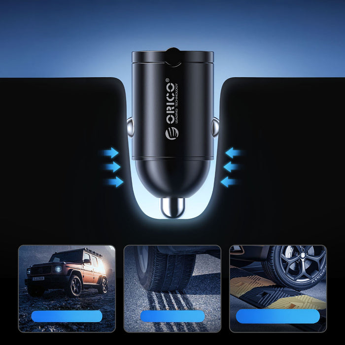 ORICO MiniRing 30W двойно USB-C зарядно за кола от цинкова сплав