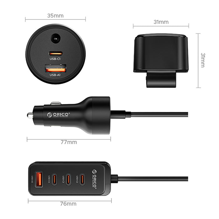 ORICO ChargeClip 90W 2A4C Задно зарядно за кола с множество портове