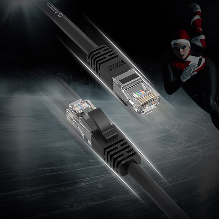 Orico PUG-C6 CAT6 1000Mbps RJ45 Ethernet мрежов кабел LAN кръгъл 3 м - черен