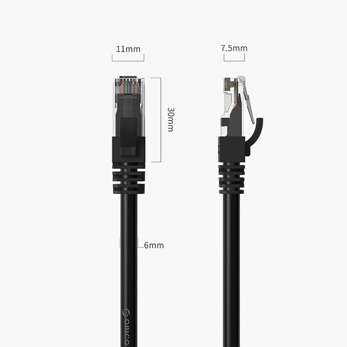 Orico PUG-C6 CAT6 1000Mbps RJ45 Ethernet мрежов кабел Интернет LAN кръгъл 5 м - черен