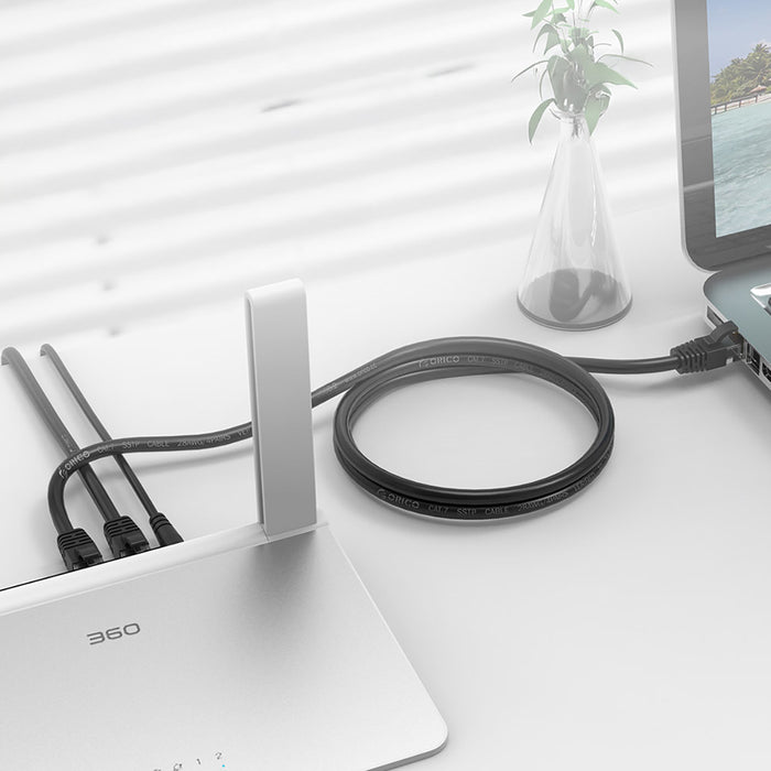 Orico PUG-C6 CAT6 1000Mbps RJ45 Ethernet мрежов кабел LAN кръгъл 8 м - черен