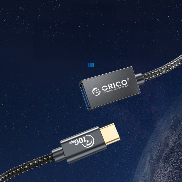 Orico CAF31 USB-C - USB-A 3.1 Gen 2 10Gbps 30cm OTG адаптер - черен