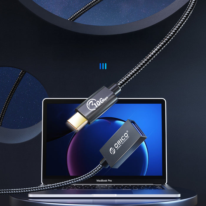 Orico CAF31 USB-C - USB-A 3.1 Gen 2 10Gbps 1m OTG адаптер - черен