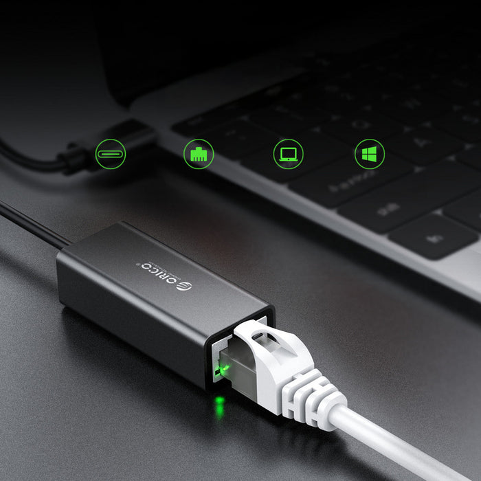 Orico XC-R45-V1 USB-C към RJ45 Gigabit Ethernet 1 Gbps мрежов адаптер - черен