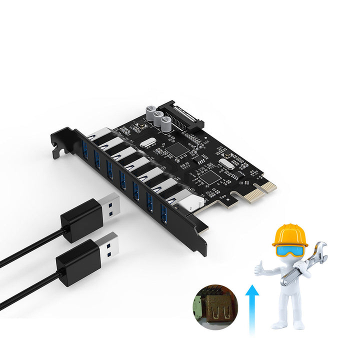 Orico PVU3 PCI-E 7x USB 3.0 разширителна карта за настолен компютър - черна