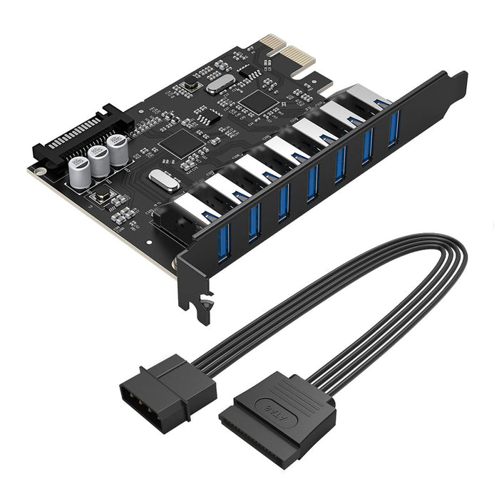 Orico PVU3 PCI-E 7x USB 3.0 разширителна карта за настолен компютър - черна