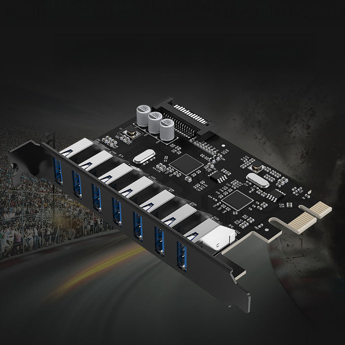 Orico PVU3 PCI-E 7x USB 3.0 разширителна карта за настолен компютър - черна
