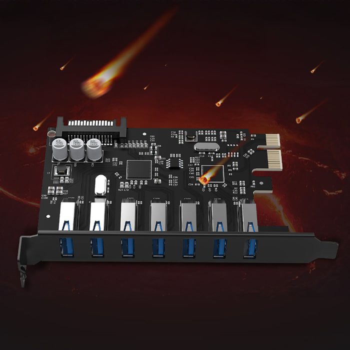 Orico PVU3 PCI-E 7x USB 3.0 разширителна карта за настолен компютър - черна
