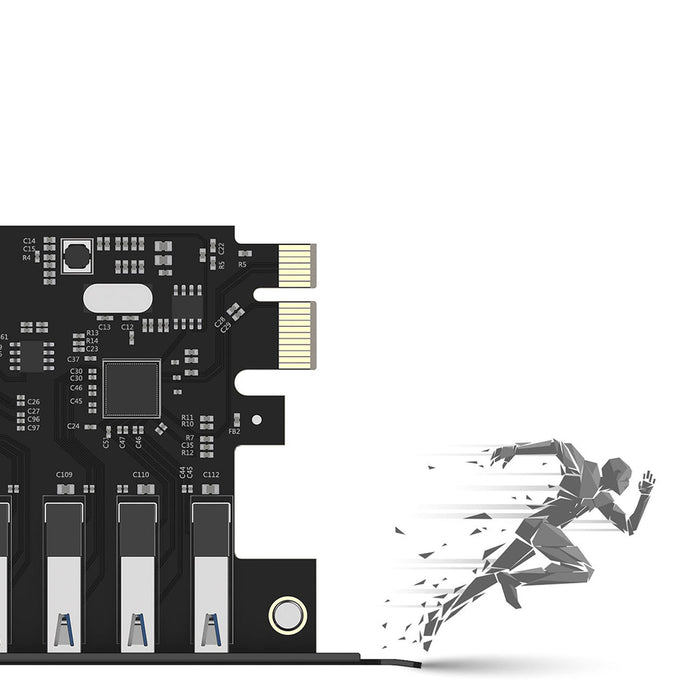 Orico PVU3 PCI-E 7x USB 3.0 разширителна карта за настолен компютър - черна