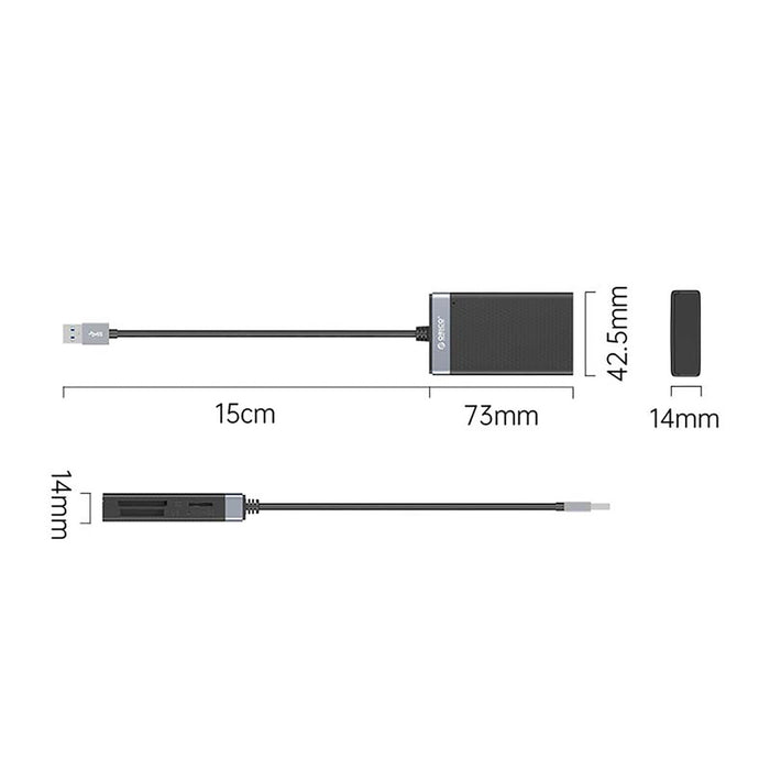 Orico CL4D-A3 USB-A 3.0 SD microSD CF MS 5 Gb/s четец за карти памет - черен и сребрист