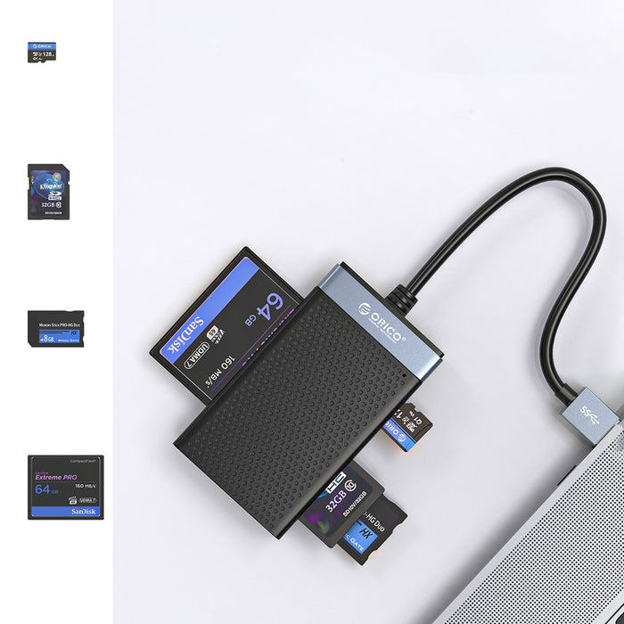 Orico CL4D-A3 USB-A 3.0 SD microSD CF MS 5 Gb/s четец за карти памет - черен и сребрист
