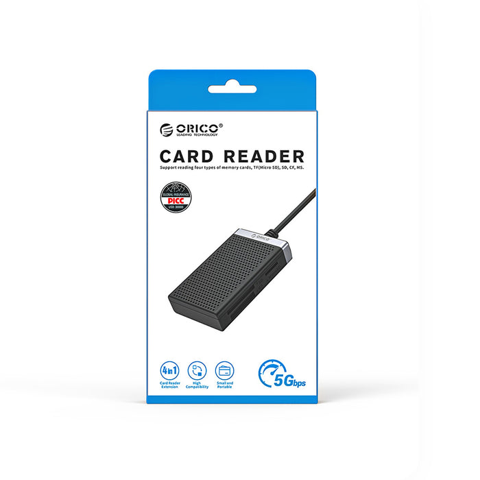 Orico CL4D-A3 USB-A 3.0 SD microSD CF MS 5 Gb/s четец за карти памет - черен и сребрист