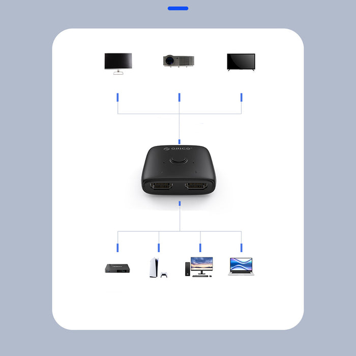 Orico AS2-A1 HDMI адаптер, двупосочен сплитер - черен