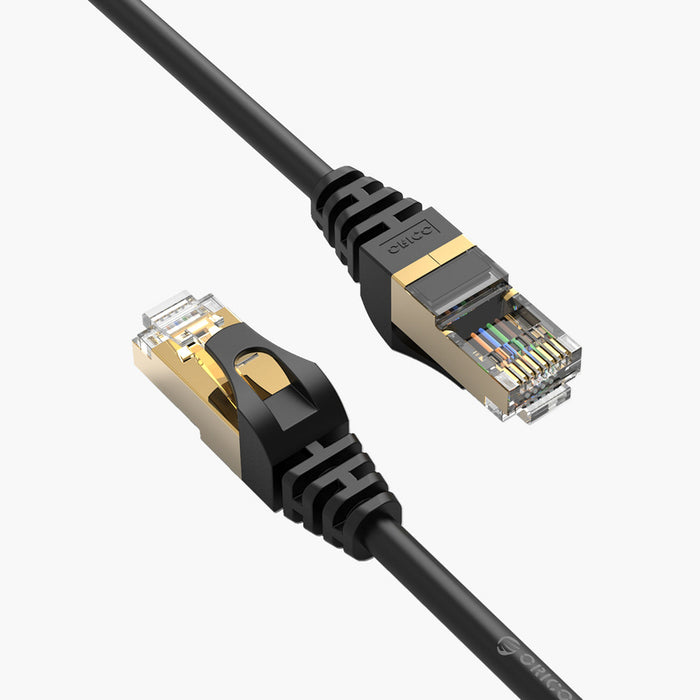 Orico PUG-C7 CAT7 10Gbps RJ45 Ethernet мрежов кабел Интернет LAN кръгъл 1 м - черен