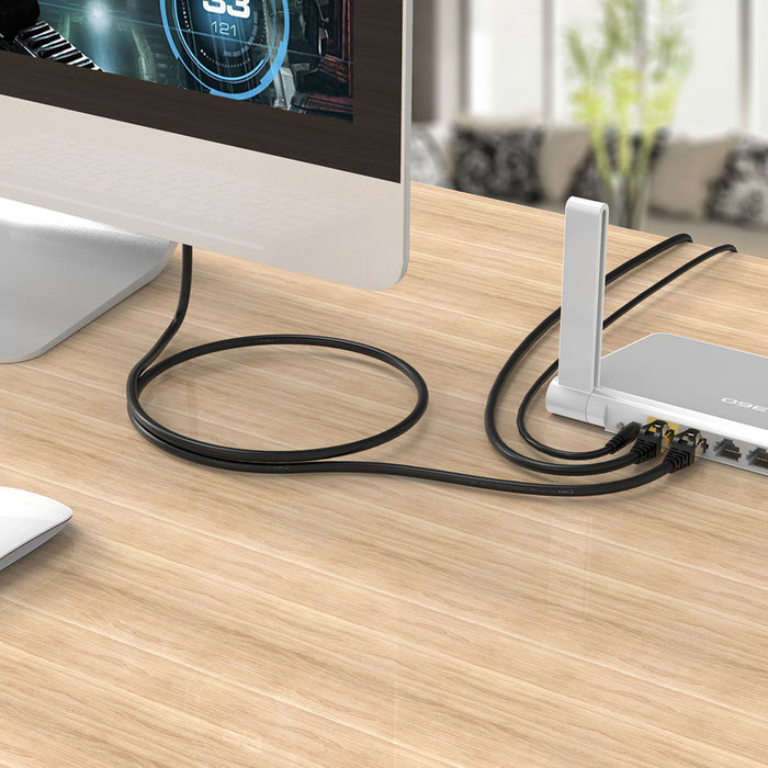 Orico PUG-C7 CAT7 10Gbps RJ45 Ethernet мрежов кабел Интернет LAN кръгъл 5 м - черен