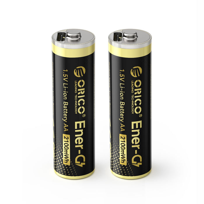 Orico Ener-G EG5C литиева батерия 1.5V 2100mWh AA USB-C презареждаема батерия с кабел за зареждане 2 бр.