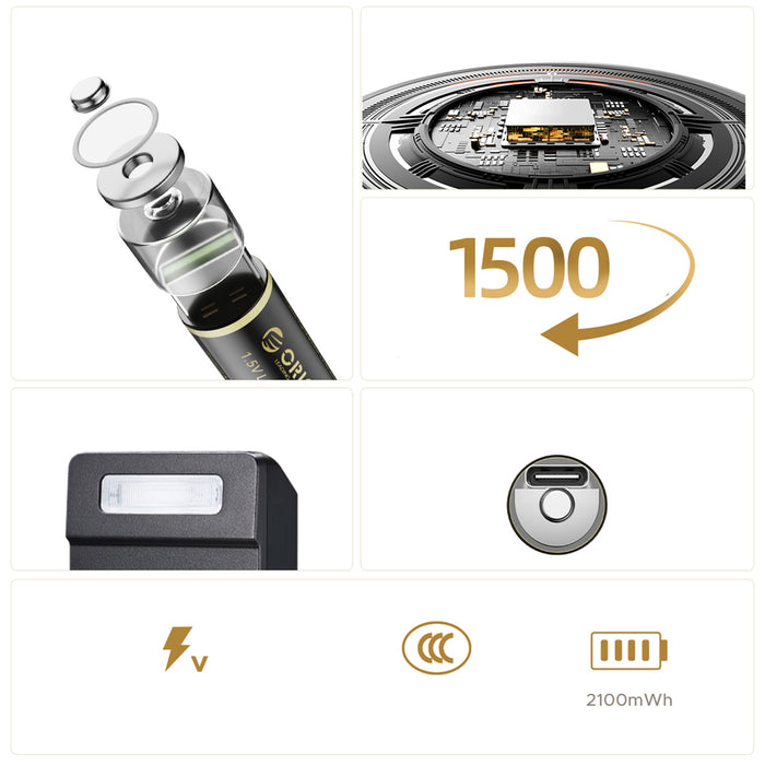 Orico Ener-G EG5C литиева батерия 1.5V 2100mWh AA USB-C презареждаема батерия с кабел за зареждане 2 бр.