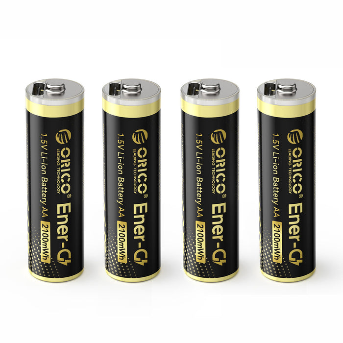 Orico Ener-G EG5C литиева батерия 1.5V 2100mWh AA USB-C презареждаща се батерия с кабел за зареждане 4 бр.