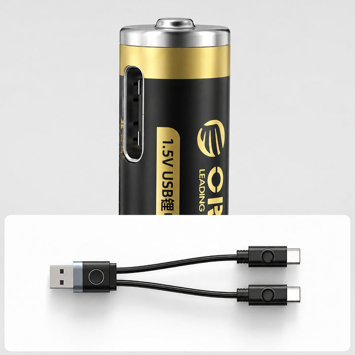 Orico Ener-G EG7C AAA литиева батерия 1.5V 500mWh USB-C презареждаща се батерия с кабел за зареждане 2 бр.